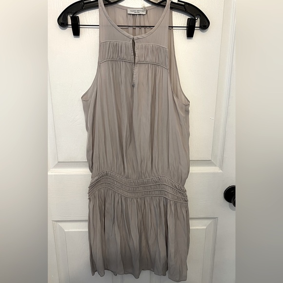 RAMY BROOK Women's Gray Sleeveless Smocked Drop Waist Mini Dress Size M - Picture 1 of 5